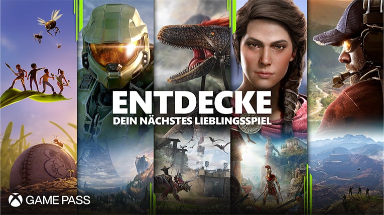 Ausschnitte verschiedener Spiele aus dem XBOX Gamepass in einer Collage nebeneinander dargestellt