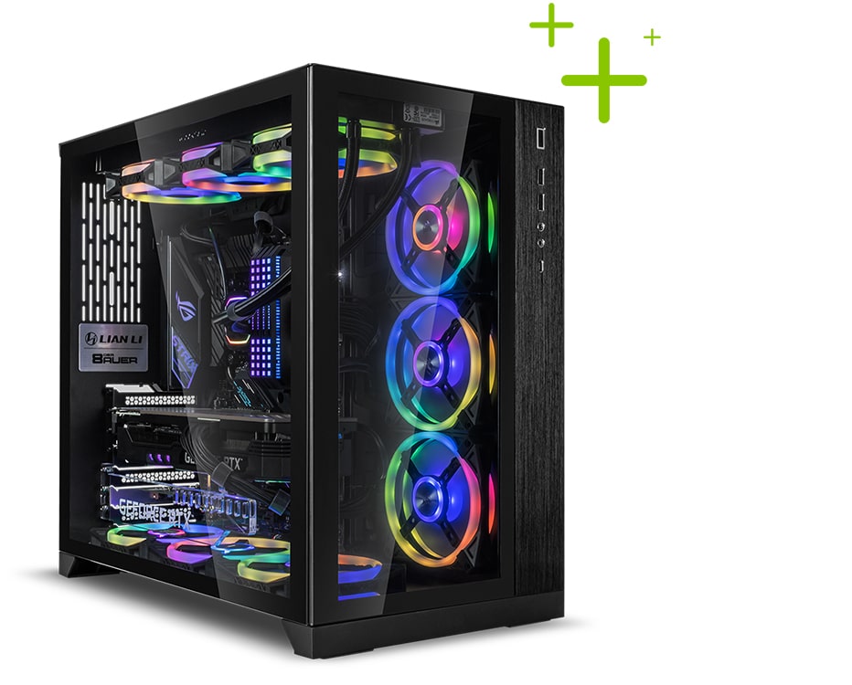 Sehr hochwertiger Gaming PC mit RGB Wasserkühlung, neun RGB-Lüftern und vier RGB-Arbeitsspeichern