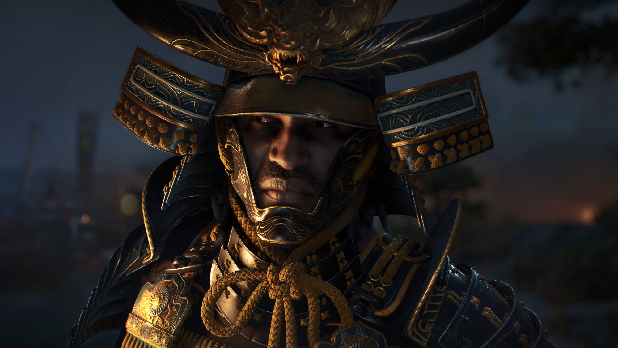 Nahaufnahme des Assassins Creed Shadows Charakters Yasuke