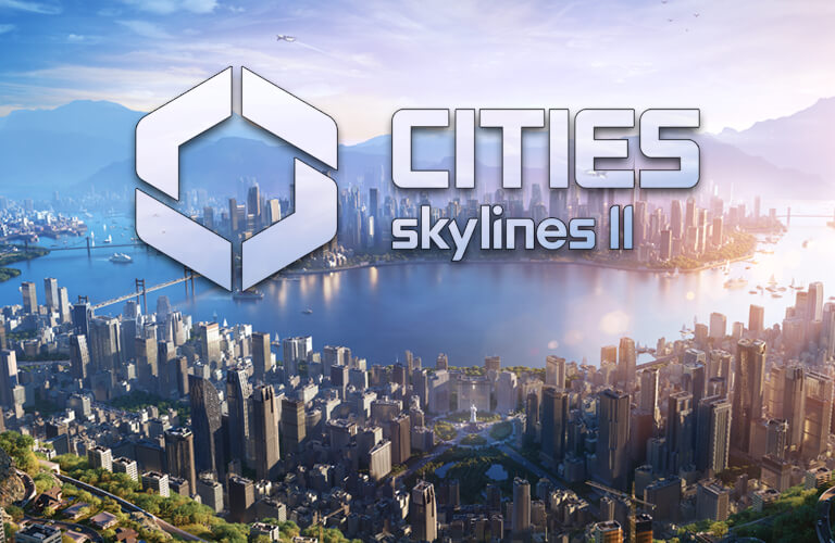 Skyline einer Stadt die im Spiel Cities Skylines 2 erbaut wurde