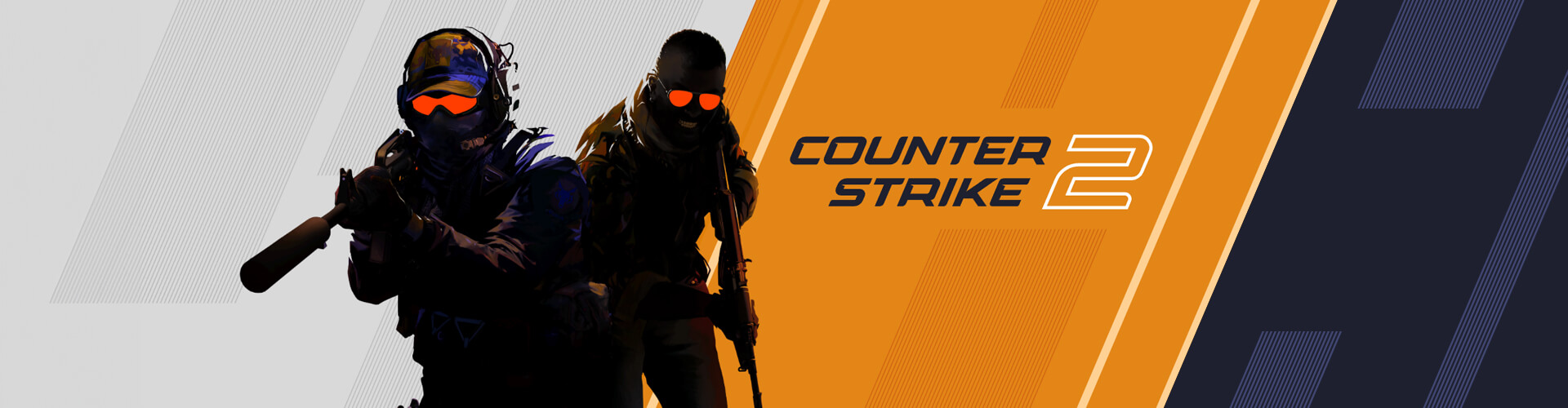 Ein Kämpfer der Terror- und Antiterroreinheit aus dem Spiel Counter Strike 2 stehen versetzt und bewaffnet nebeneinander